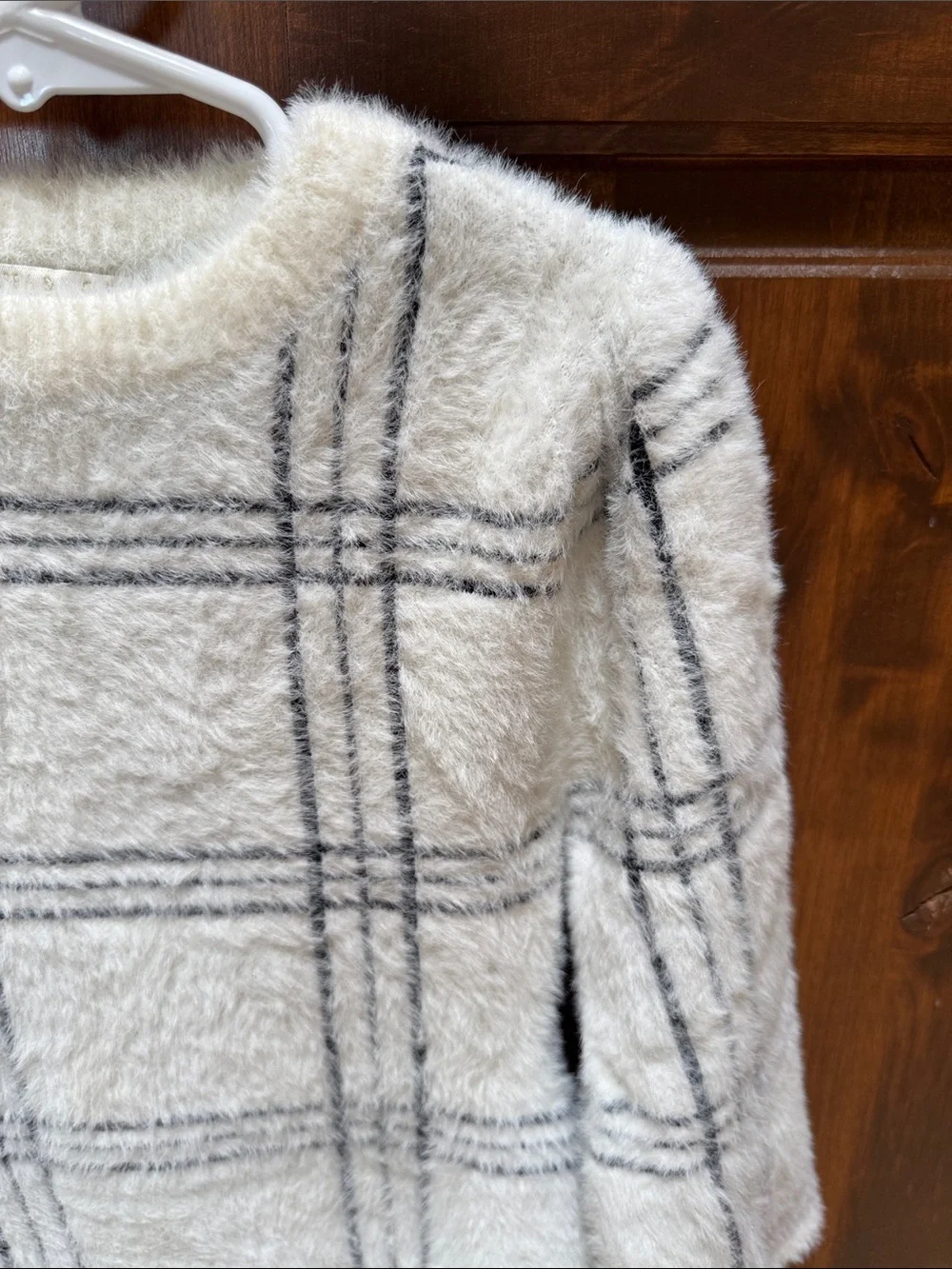 Chelsea & Violet Cream Plaid Fuzzy Girls' Dress